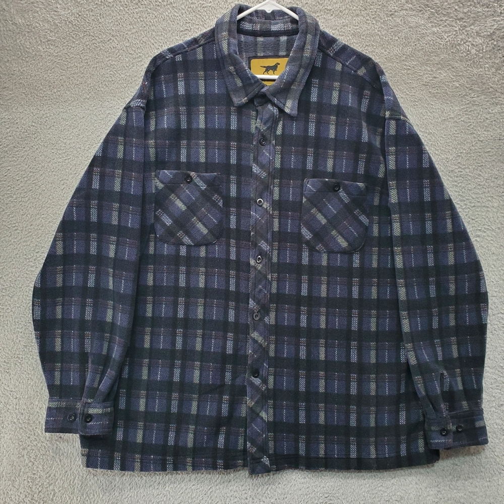 Irish Setter Brownsville Fleece Shirt Mens XXL Blue Plaid Long Sleeve Warm
